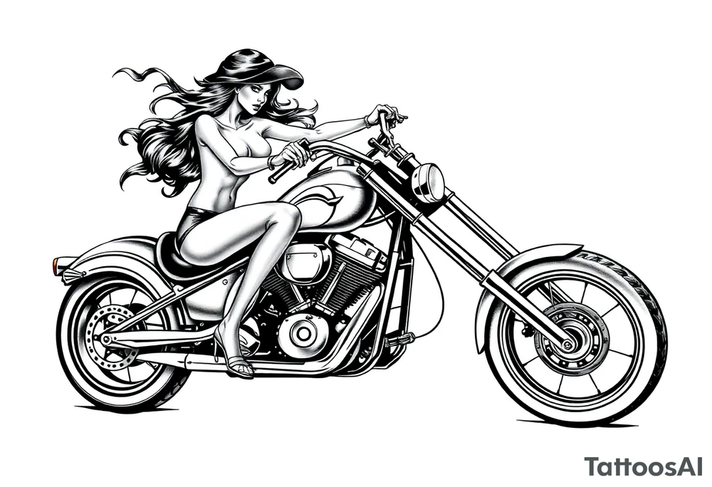 naked girl on motorcycle, slut, angry tattoo idea
