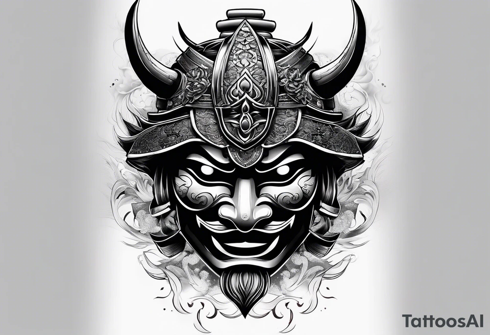 Japenese henya mask samurai tattoo idea