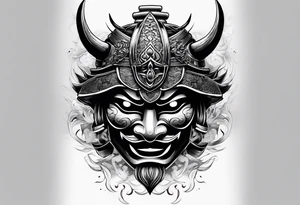Japenese henya mask samurai tattoo idea