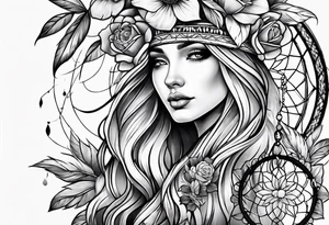 Dreamcatcher with flowers tattoo idea