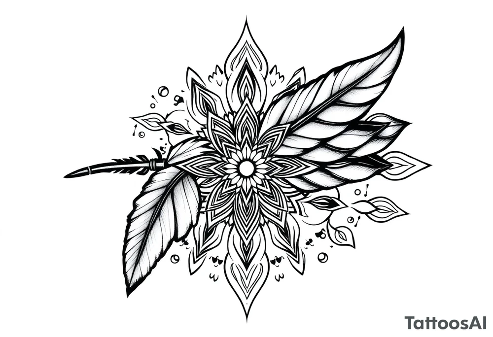 spiritual feather indian mandala shaman tattoo idea