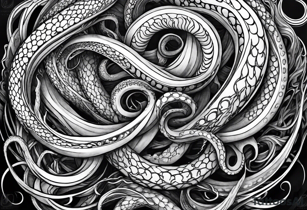natural real entwined tentacles tattoo idea