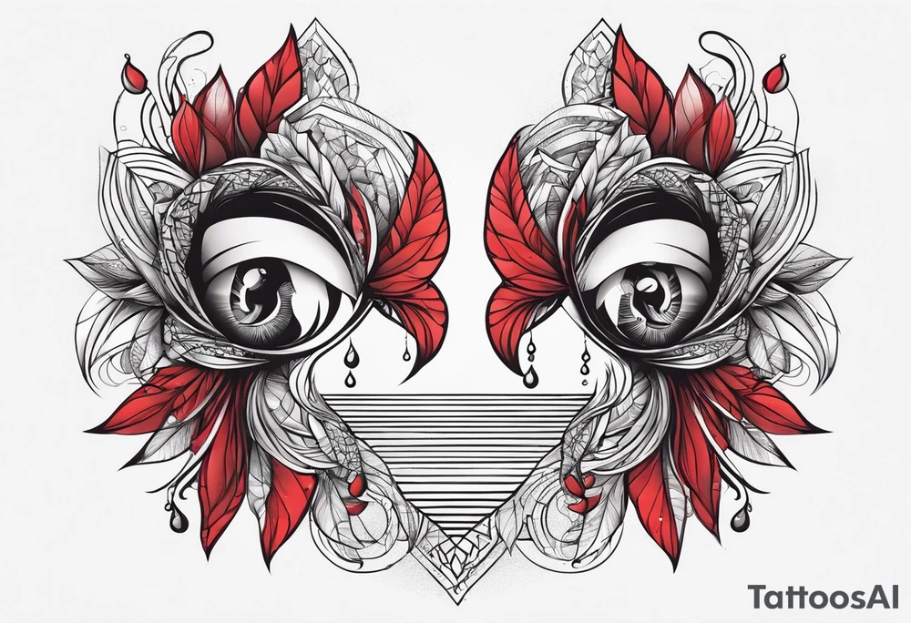 Deux main entrelacé par un fil rouge et une goutte d eau tattoo idea
