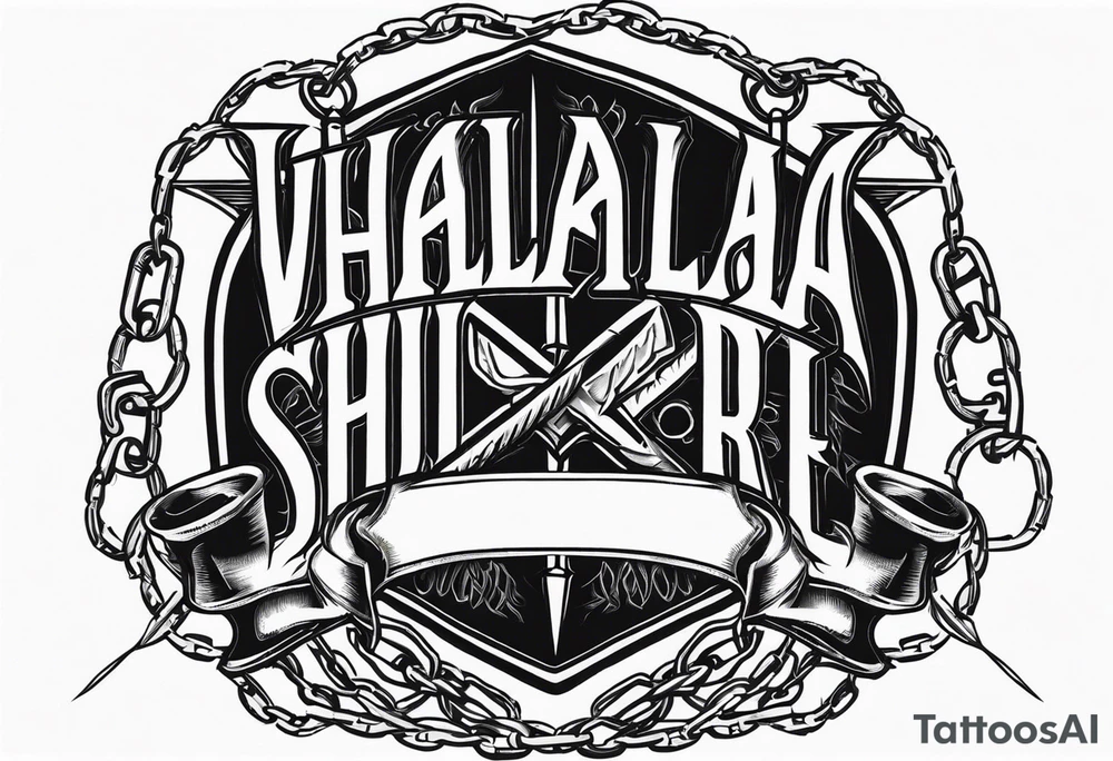 Valhalla sword shield barb wire chain tattoo idea