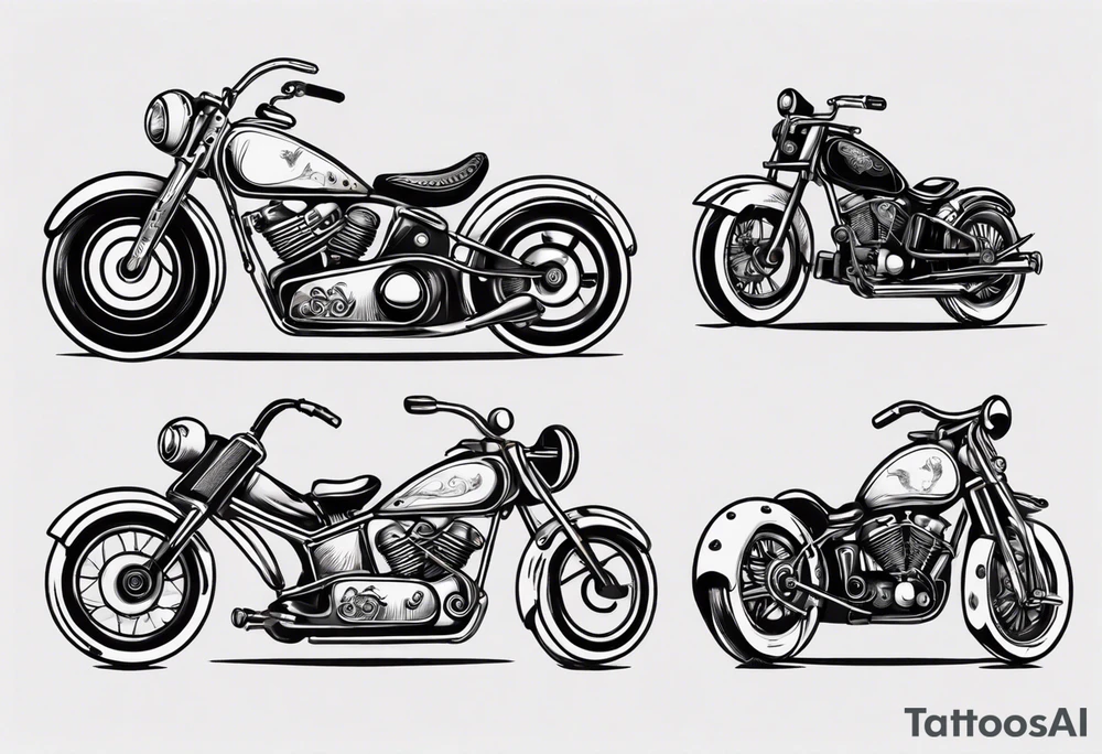 Vintage classic motorbike  with viking tattoo idea