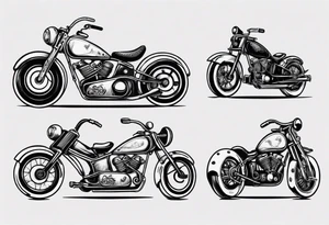 Vintage classic motorbike  with viking tattoo idea