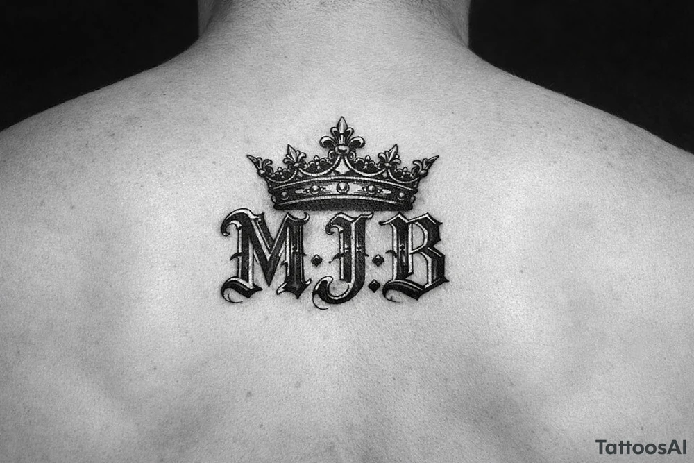 Put the initials π.π.π
in the same font underneath my breast with a crown ontop thatβs not too thin not too thick tattoo idea