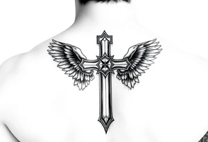 Cross with angels tattoo idea