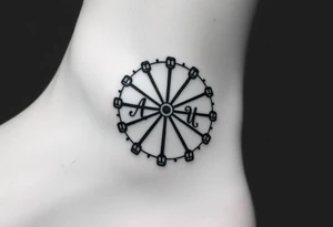 Can you create a  Ferris wheel in a very minimalist way with each of our initials? Those would be for a tattoo and our initials  are for : Carmen , Andrea , Duanny and Mario tattoo idea