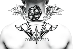 Female us coast guard officer protected by guardian angel tattoo idea