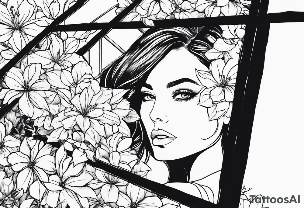Broken window, flowers, beauty, look into my eyes tattoo idea