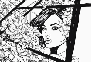 Broken window, flowers, beauty, look into my eyes tattoo idea
