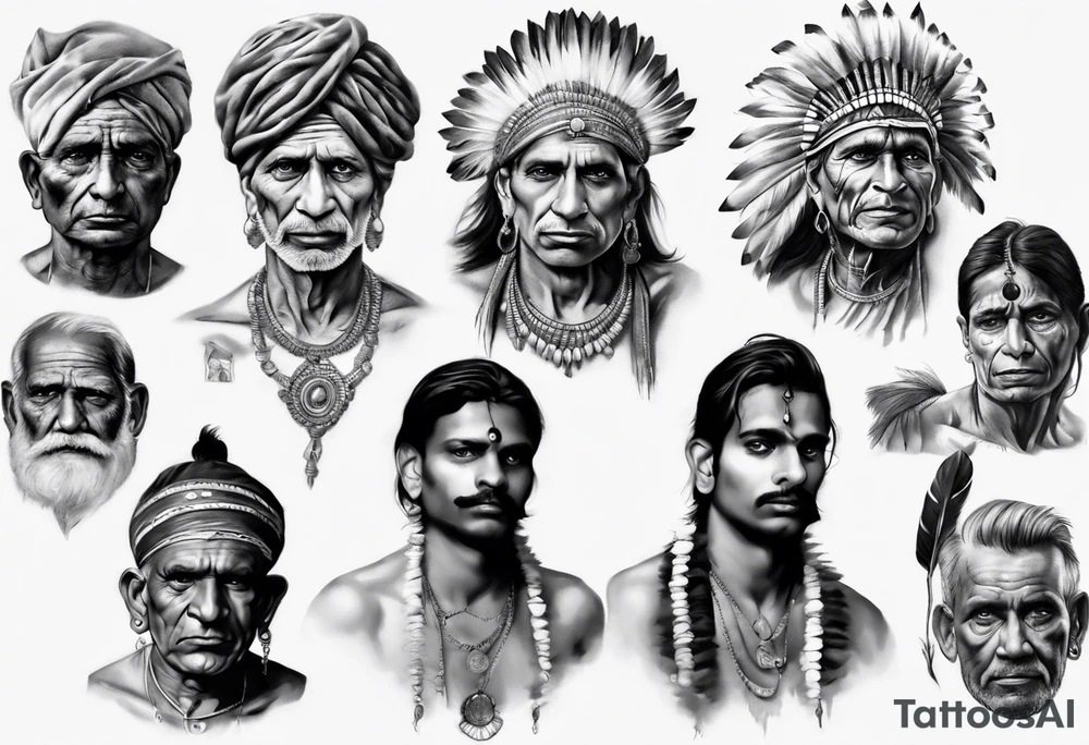 indian  man photorealism tattoo idea