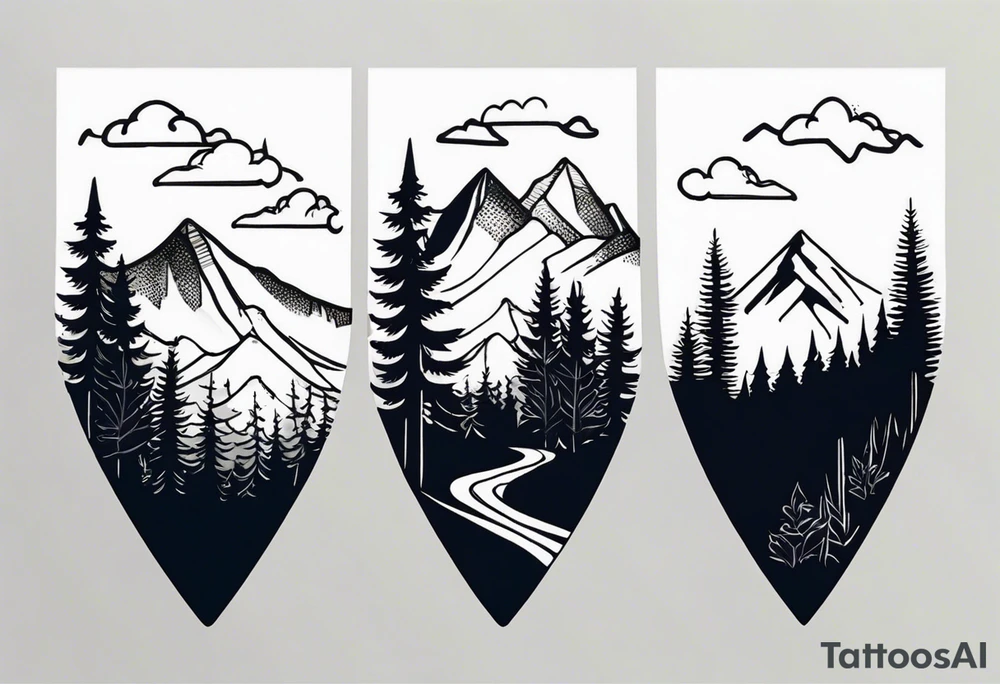 forest mountain forearm tattoo idea