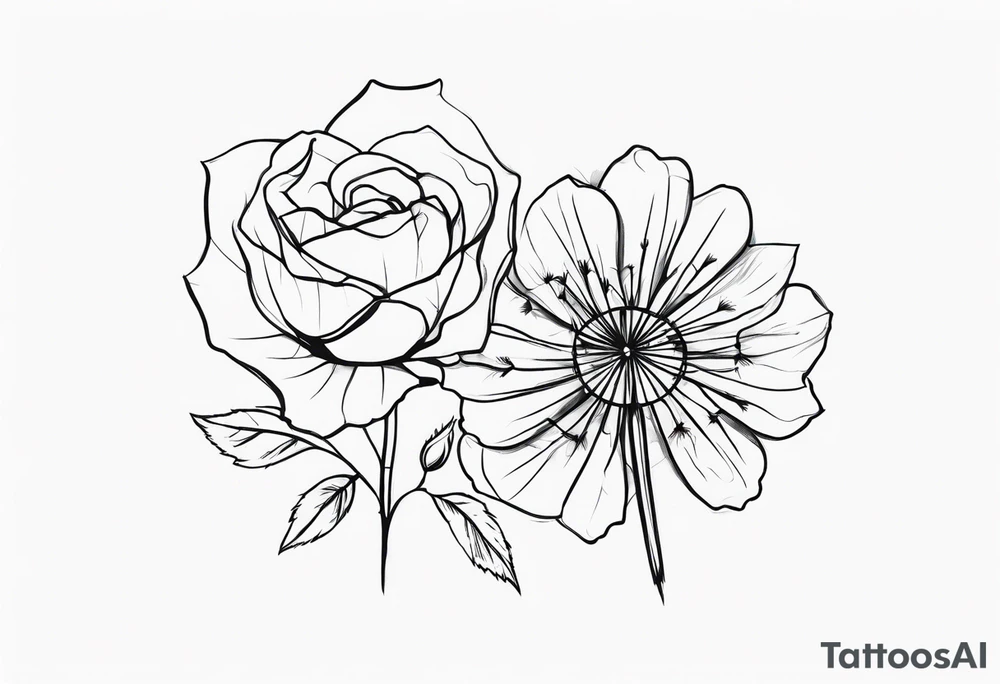 3 dandelion 1 rose tattoo idea