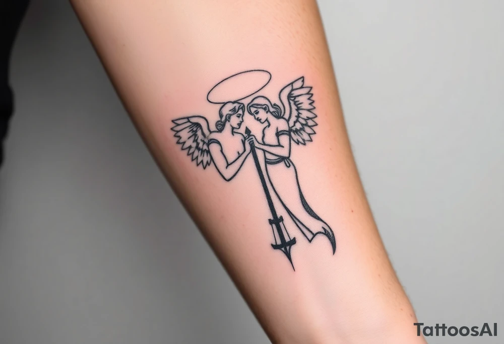 good and bad angel,two person tattoo idea