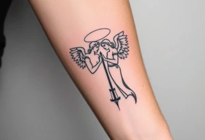 good and bad angel,two person tattoo idea