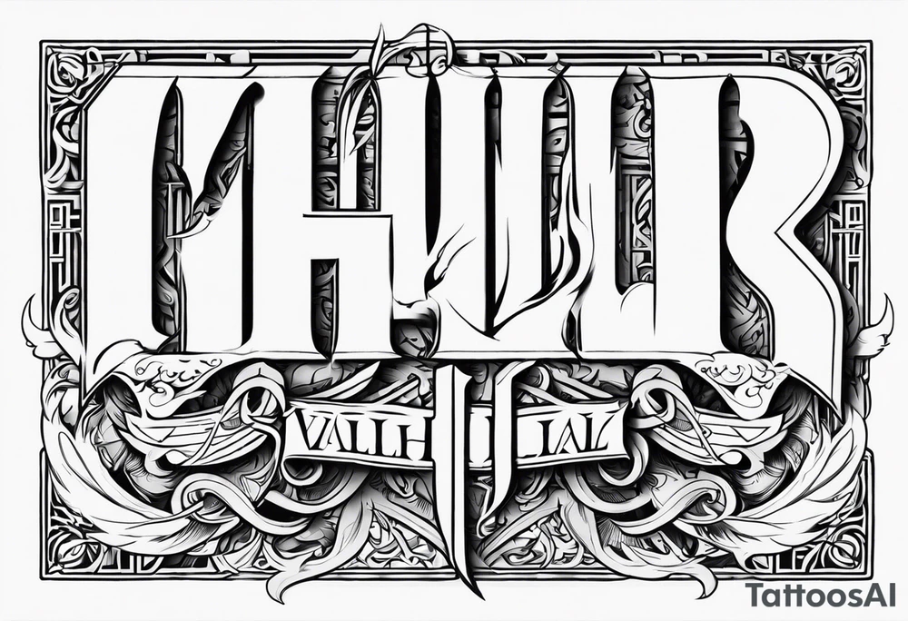 Valhalla sword fire chains tattoo idea