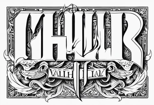 Valhalla sword  fire chains tattoo idea