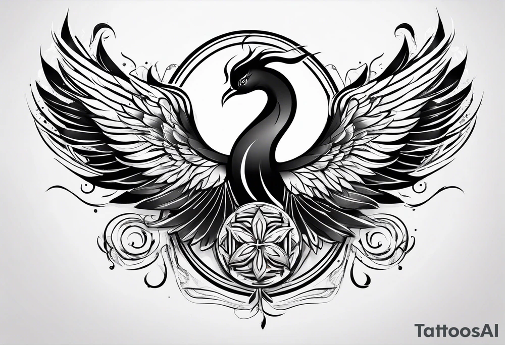 Rebirth symbol and knot and a phoenix. Simple but abstract tattoo idea