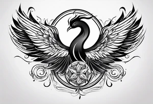 Rebirth symbol and knot and a phoenix. Simple but abstract tattoo idea