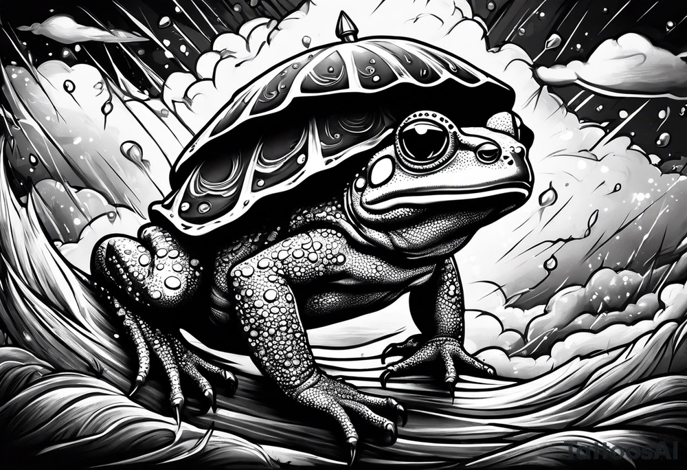 A toad in a thunderstorm tattoo idea