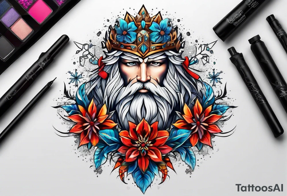 snowflake warrior, flower tattoo idea