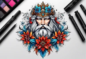 snowflake warrior, flower tattoo idea
