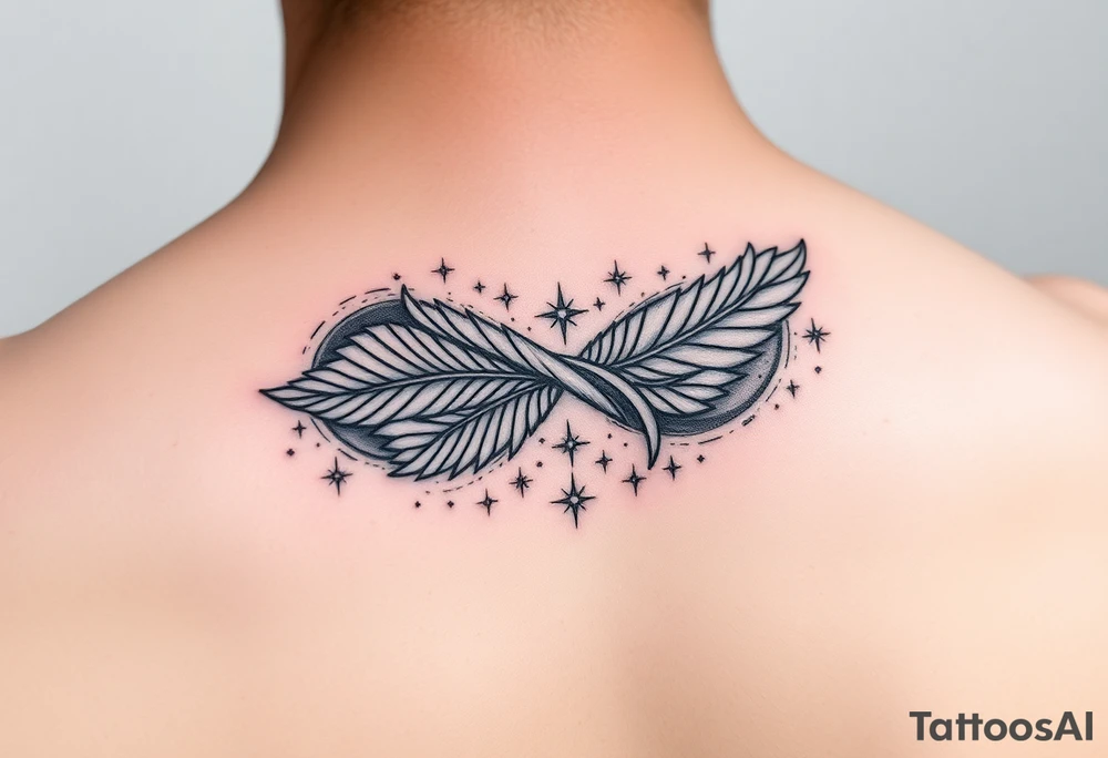 infinity symbol woven with floating feathers and stardust tattoo idea infinity symbol woven with floating feathers and stardust tattoo idea