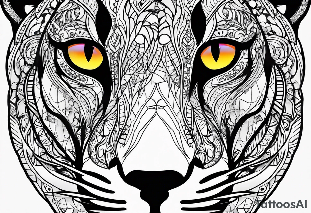 psychadelic panther face tattoo idea