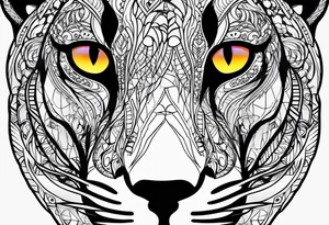 psychadelic panther face tattoo idea