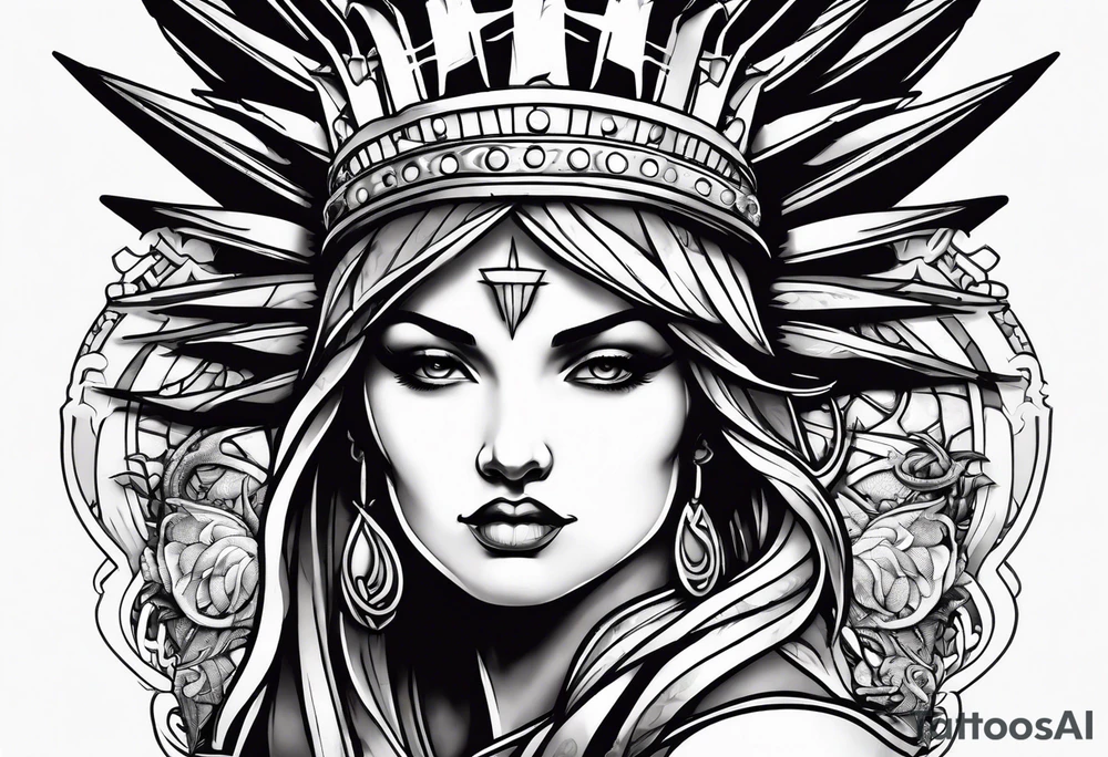 Hot girl as Statue of Liberty with dragon wrapped around her tattoo idea