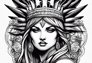 Hot girl as Statue of Liberty with dragon wrapped around her tattoo idea
