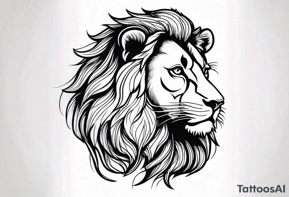 powerful majestic lion, close-up tattoo idea