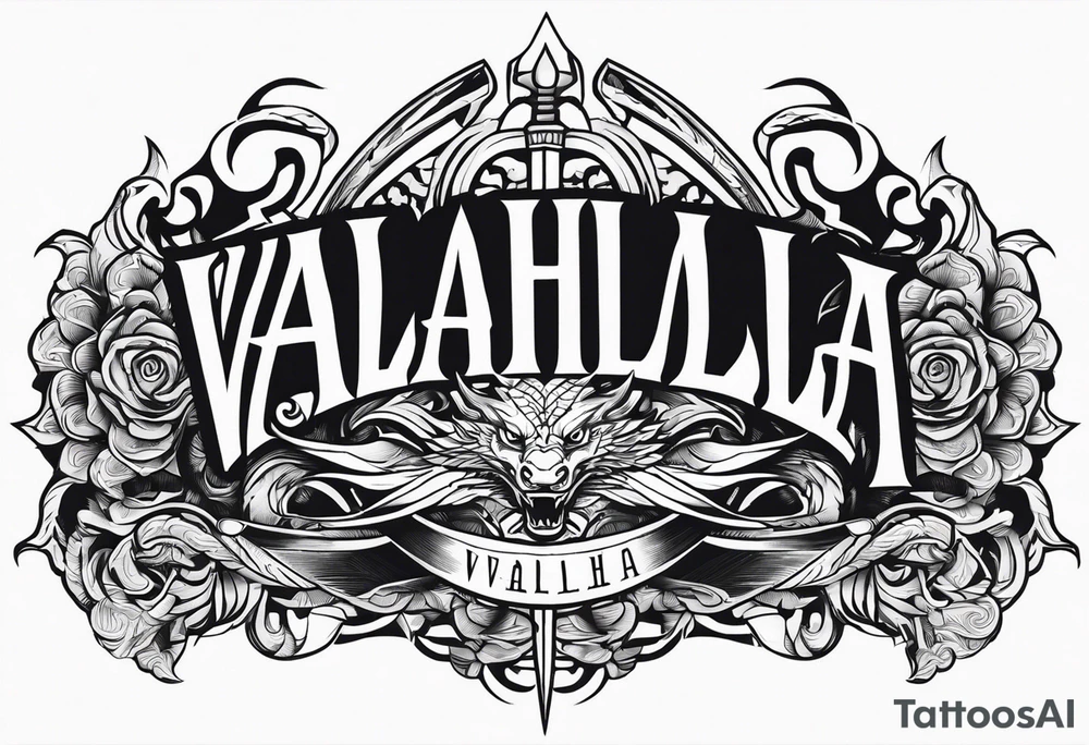 Valhalla dragon sword tattoo idea