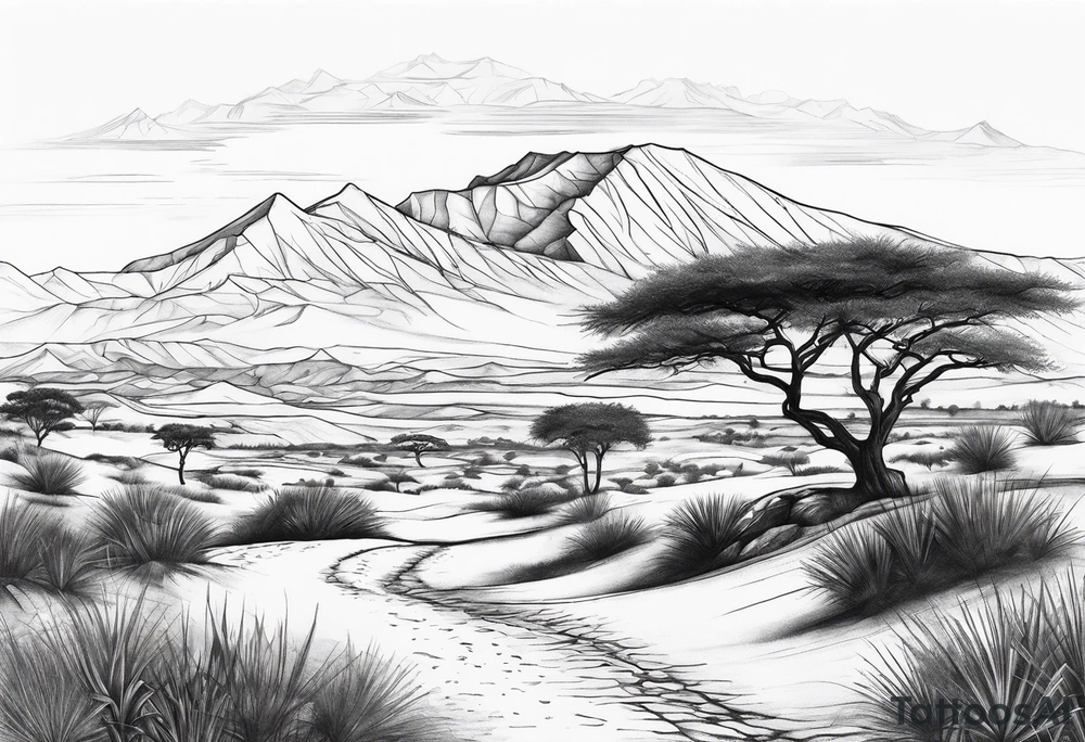 african, sahara, landscape tattoo idea