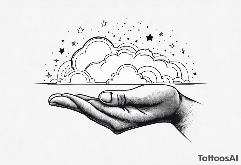 A wrist tattoo in a format of a cloud with the bracelet orientation and inside of this cloud I want galaxy stars and planets tattoo idea