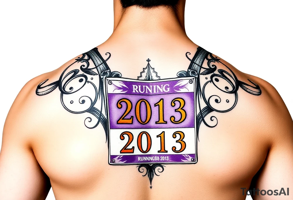 Running bib 2013 purple and gold tattoo idea