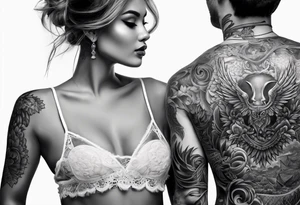 Two people stand above two people they had just shot tattoo idea