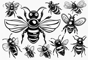 eine biene von der seite perspektive aus im comic still gezeichnet tattoo idea