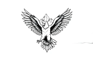 majestic eagle spreading wings against mountain peaks tattoo idea