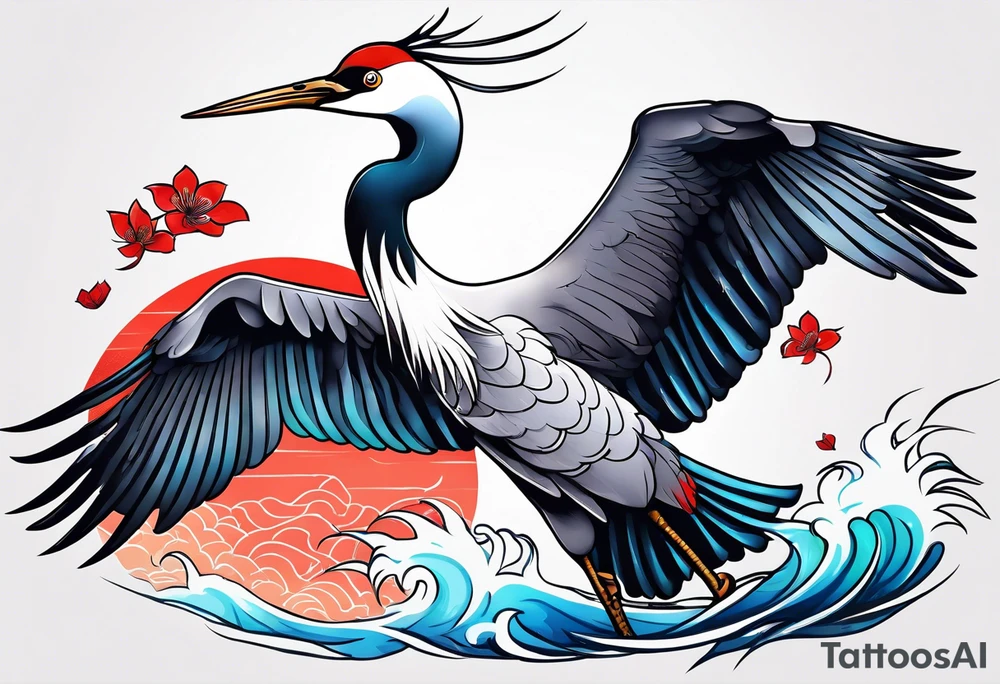 Japanese crane tattoo idea