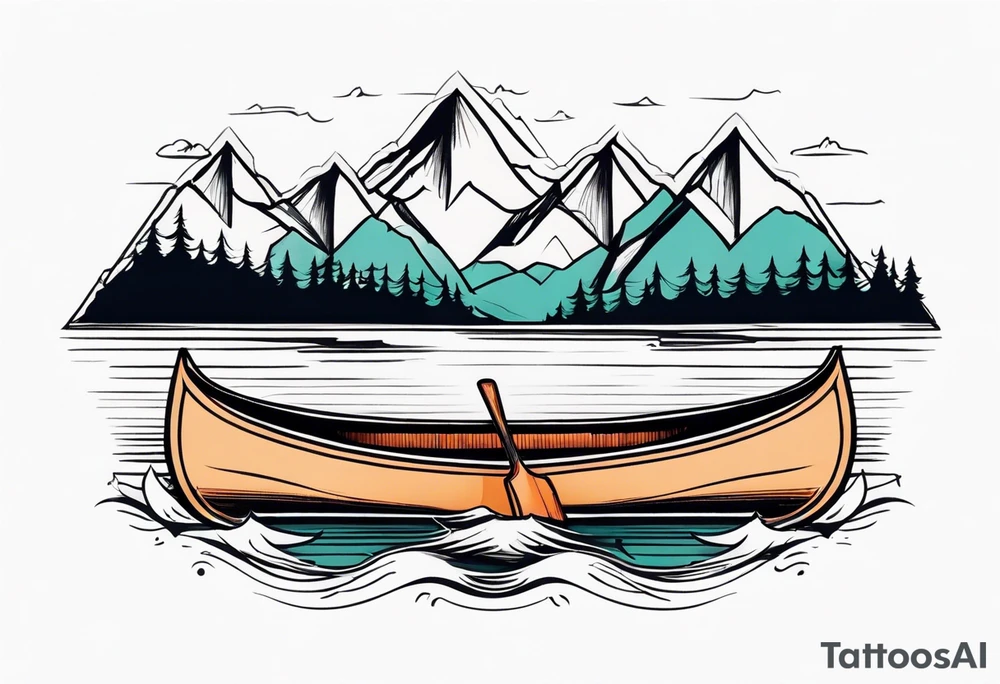 Canoe mountains tattoo idea