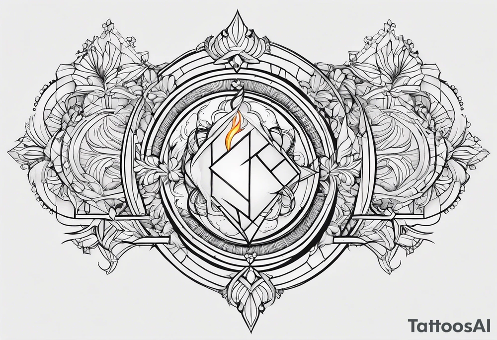Twin flame. Make it small and minimalistic. Straight clean line border. Everything black and white minus the twin flame fire. tattoo idea