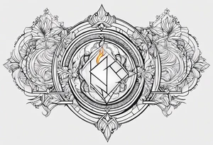 Twin flame. Make it small and minimalistic. Straight clean line border. Everything black and white minus the twin flame fire. tattoo idea