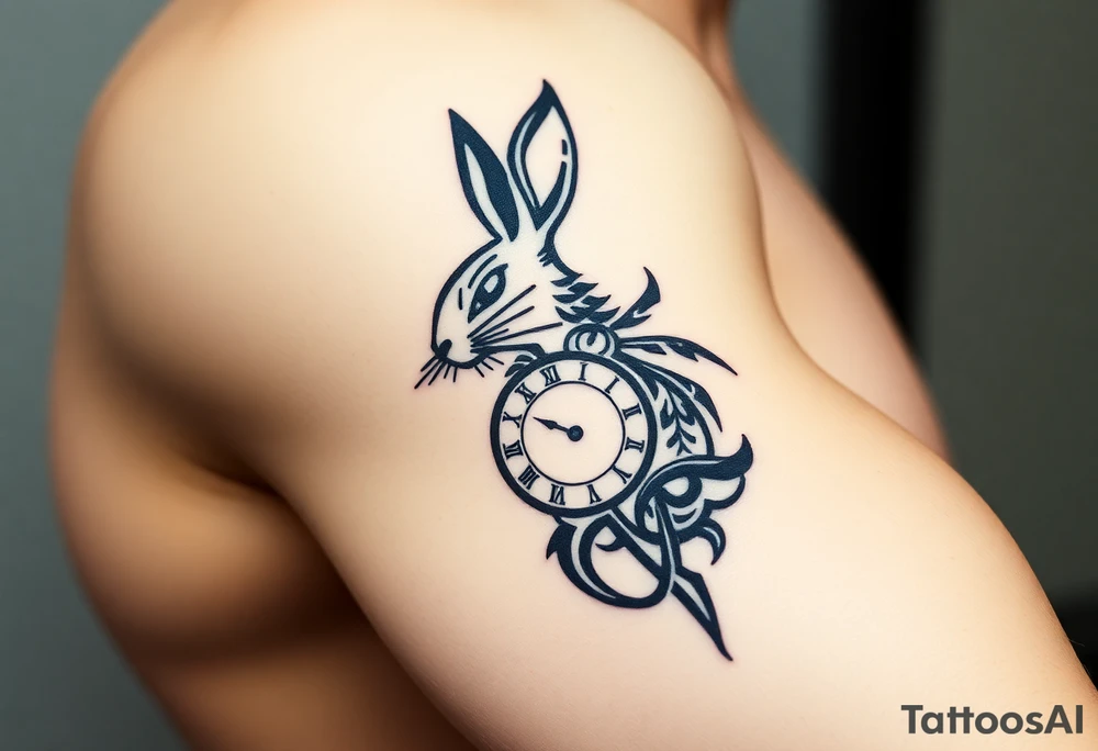 Rabbit with a Clock tattoo idea