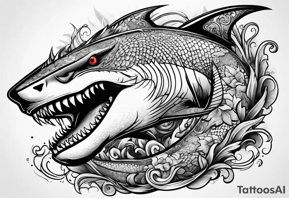 Shark dragon tattoo idea