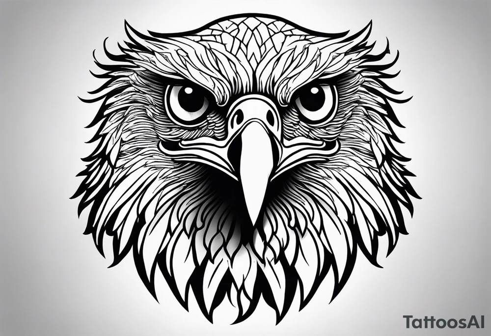 realistic eagle full body  sit face front tattoo idea