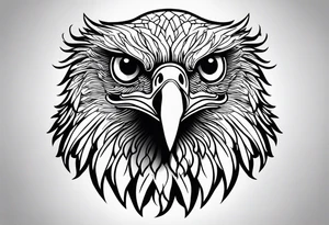 realistic eagle full body  sit face front tattoo idea