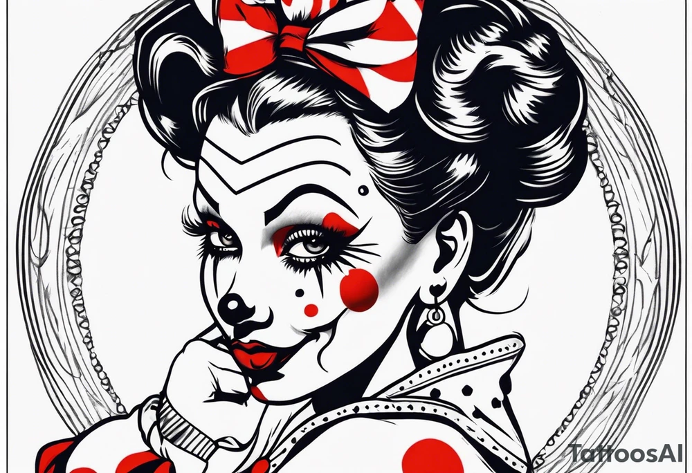 female pin up clown full body tattoo idea